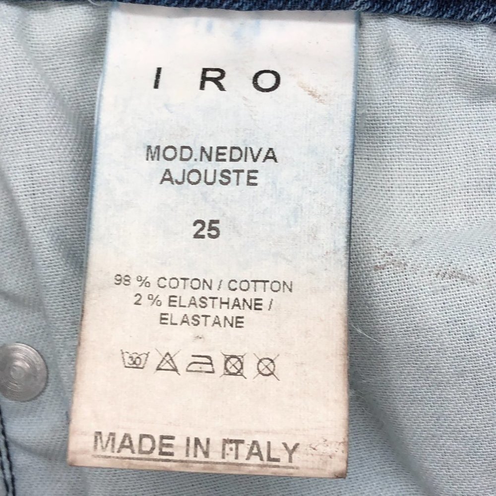IRO Tan Distressed Mid-Rose Skinny Jeans in faded Blue  and brown mix size 25 - Picture 7 of 16